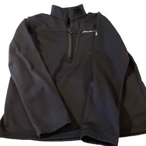 Eddie Bauer First Ascent Mens L Black 1/4 Zip Pullover Fleece Hiking Outdoor